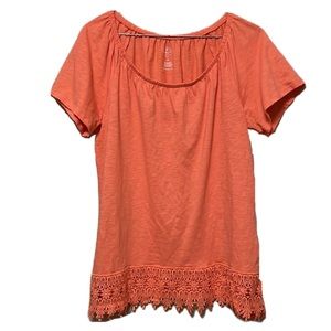 St. John’s Bay, Quality Apparel, Scoop Elastic Neckline Top, Coral Orange, M
